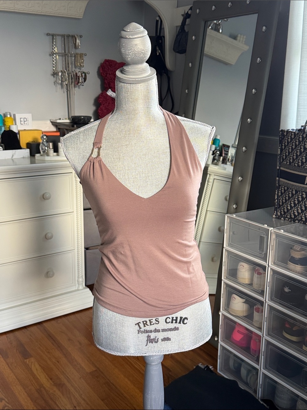 Abercrombie Women’s Dusty Rose Halter Camisole with Ring Detail